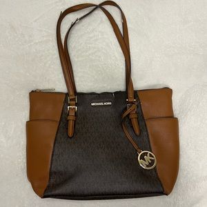 Michael Kors Charlotte Ciara Tote Shoulder Bag Large - Brown